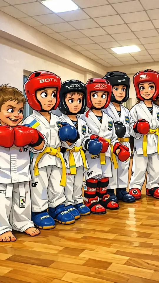 Діти у ряд з захисним спорядженням — організованість та командний дух