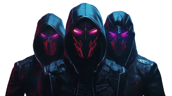 Таємничі постаті в масках з неоновим підсвічуванням у клубі Авалон